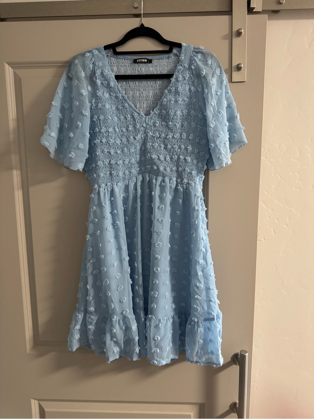 Light blue polka dot dress